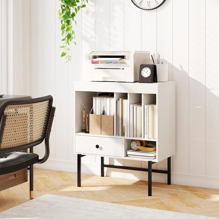 Підставка для програвача COSTWAY з місцем для зберігання вінілових платівок, білий колір, 70 x 36 x 80 см