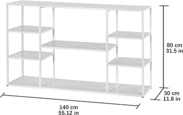 Консольний столик HDANI 120 см з полицями для дому, 140 x 30 x 80 см (білий)
