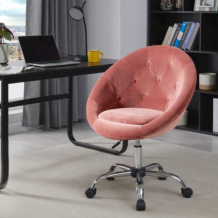 Шикарний стілець-каталка Duhome, оксамитове офісне крісло без підлокітника, робочий стіл з обертовим стільцем на коліщатках, круглий робочий стілець по висоті