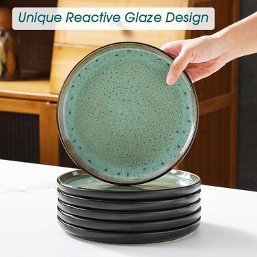 Набір посуду на 6 осіб vancasso AMBER, 18 предметів, ручної роботи, з реактивною глазур'ю, смарагдово-зелений, для щоденного використання