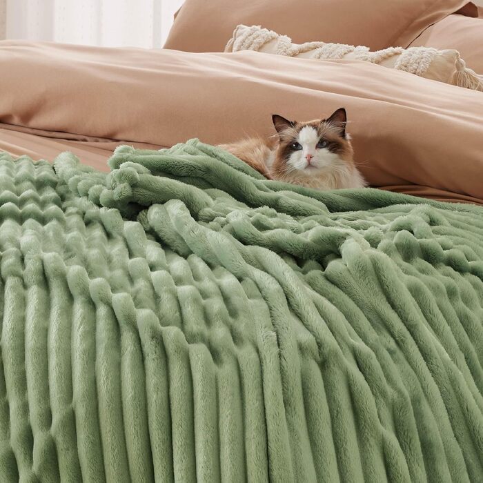 BEDSURE Плед великий 220x240 см - теплий, м'який, для декору кімнати, плед на диван, вовняний, флісовий, XXL, білий (150 x 200 см, Reseda)