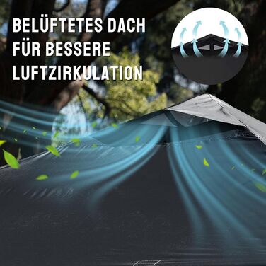 Павільйон CROWN SHADES 3x3: Водостійкий, стабільний, зимостійкий, захист від сонця UV 50+, для кемпінгу та відпочинку на природі, з регулюванням висоти, у комплекті сумка (чорний)
