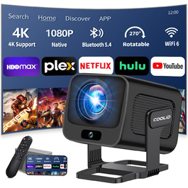 Портативний проєктор Mini Beamer 4K Full HD з 5G WiFi 6, Bluetooth 5.4 та автоматичною корекцією трапеції. Підтримка TV Stick, USB, Laptop, PC. В комплекті миша та пульт. Чорний (Black-V)