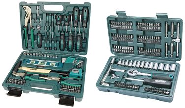 Набір інструментів Brüder Mannesmann 87 предметів, сталь Cr-V: викрутки, плоскогубці, молоток, рівень, головки та біти | M29084