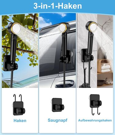 Портативна душова кабіна WADEO з насосом, 8000mAh, LED-дисплей, для кемпінгу та подорожей