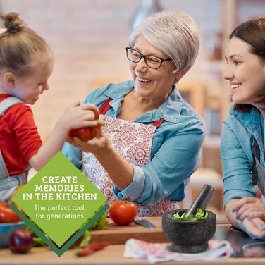 Гранітний ступка з толуштою Morzer – ступка та толуштка для спецій, 16 см, 500 мл