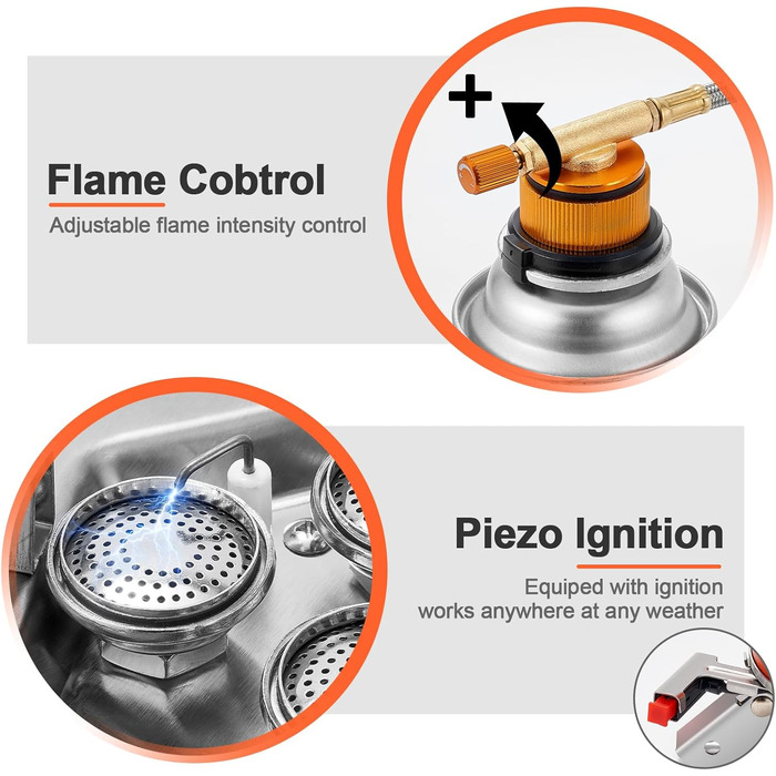 Газовий наметний пальник Odoland 4000W - вітрозахисний, регульований, легкий, з EVA-боксом