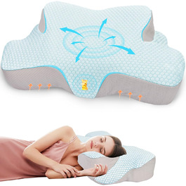 Подушка для шиї FEELIKEY з Memory Foam: охолоджуюча подушка для шийного відділу хребта та болю в плечах - ергономічна ортопедична подушка для сну на боці, спині та животі