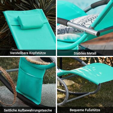 Шезлонг SoBuy для 2 осіб, садова гойдалка, стійка до погодних умов, з подушкою для голови, для тераси, балкону, кемпінгу, до 150 кг, садові меблі OGS28-SCHx2 (світло-блакитний)