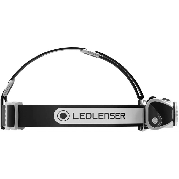 Світлодіодна Вулична фара Ledlenser MH7, Чорний / сірий, з можливістю зарядки від акумулятора, 600 люмен, фокусируемая, тривалість освітлення до 60 годин, червоне світло, можливість роботи від батареї 2xAA, транспортний бар'єр, Головна лампа (чорно-біла)