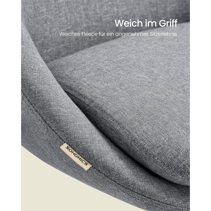 Крісло SONGMICS для офісу та дому, крісло для макіяжу, регульоване по висоті, сірий колір, тканина (OBG020G04)