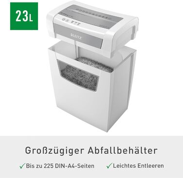 Шредер Leitz IQ Office S: Безпека P4, 12 листів, тиха робота, для офісу, білий