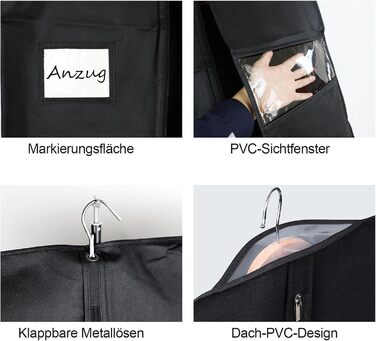 Чохли для одягу BOMEI PACK (60x160 см) - 4 шт. Захисні мішки для костюмів, піджаків та суконь.