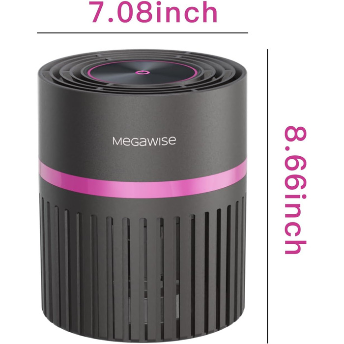 Повітряочисник MEGAWISE з 3-в-1 фільтром HEPA для дому та спальні. Захист від алергенів, пилу, тютюнового диму та диму від лісових пожеж.