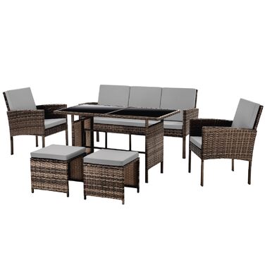 Садовий набір меблів SVITA Denver з поліротангу 4 предмети: 2 крісла, диван на 2 місця, стіл - коричневий