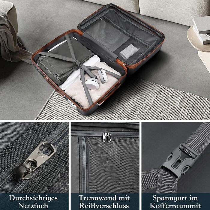 Набір валіз Joyway 5шт з ABS пластику, розширюваний, з TSA-замком, 4 колеса, сірий. Включає: валізу, велику сумку, косметичку.