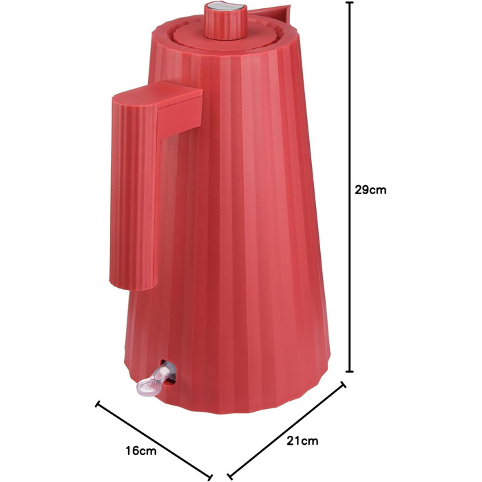 Електричний чайник Alessi Plissé MDL06 R - 1.7 л, червоний, 2400W, з європейським штекером