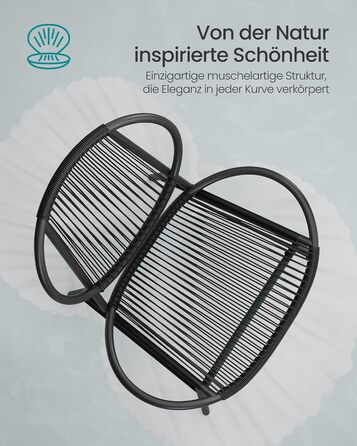 Набір садових меблів SONGMICS з поліротану для балкона та тераси: стіл та 2 крісла (чорний)