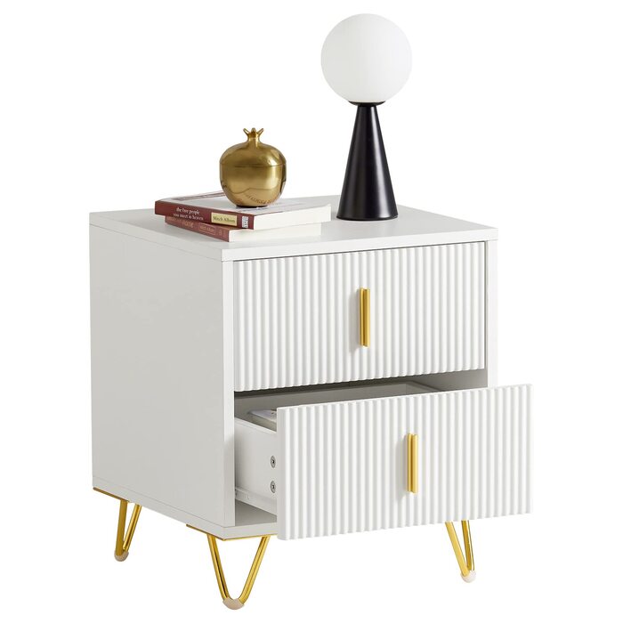 Приліжкова тумбочка SoBuy з 2 шухлядами, біла, 40x40x47 см