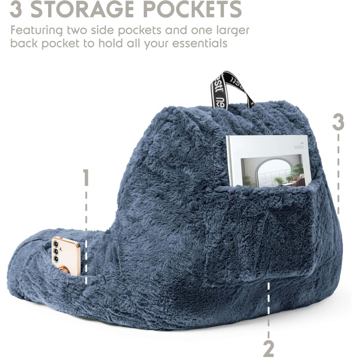 Подушка для читання Nestlé Pelz - стильна спинка для сидіння в ліжку, штучне хутро, подушка-стілець з підлокітниками для дорослих та дітей, спинка для відпочинку в ліжку, салатовий колір