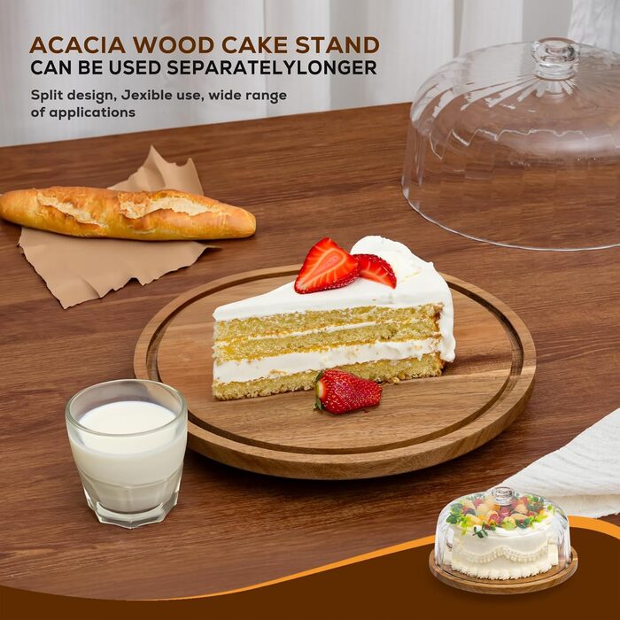 Дзеркальний піднос для тортів Vacream з кришкою, поворотний, дерев'яний Lazy Susan, для вечірок, дня народження, подарунок для кондитера (30,5 см)