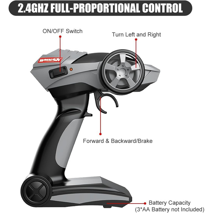 RC Дрифт-кар Mostop 1/16, 2.4GHz, 4WD, 30+ км/год, LED, 2 акумулятори, Білий
