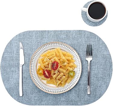 Набори серветок на стіл овальної форми, 6 шт, штучна шкіра, термостійкі та водонепроникні (зелені)