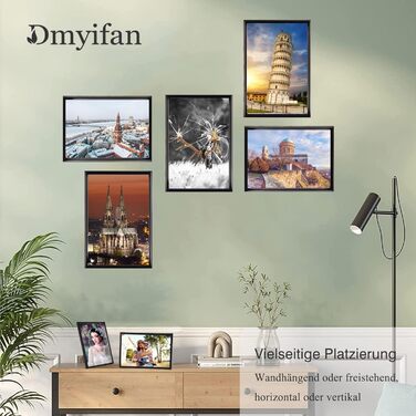 Рамка для фото 5 шт. A4 чорна, з плексигласом, для встановлення та підвішування | Фоторамки Schwarz 21x29.7 см