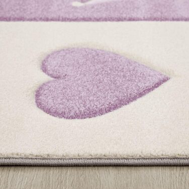 Дитячий килимок Ігровий килимок Картаті крапки Зірки Серця пастельний фіолетово-сірий, Розмір (Ø 120 см Круглий)