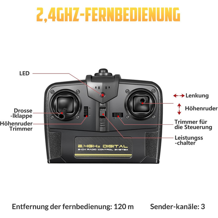 RC літак HAWK'S WORK F4U Corsair 2.4GHz – радіокерований літак-винищувач для дітей та початківців, готовий до польоту з гіростабілізатором