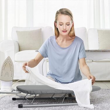 Прасувальна дошка Rainberg Tisch-Bügelbrett: компактна, сіра, 76 x 30 см, з бавовняним покриттям та підставкою для праски