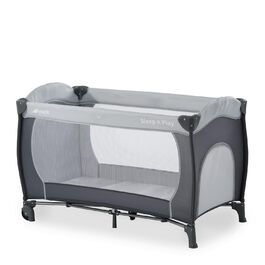 Дитяче ліжко-манеж Hauck Sleep N Play Go Plus з транспортною сумкою, колесами та прорізом для ігор, компактно складається, для малюків від народження до 15 кг (Stone)