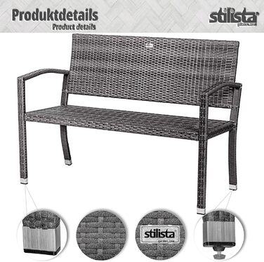 Гарнітура для саду STILISTA 2-місна з поліротангу, стійкого до УФ-випромінювання, 122 x 52 x 89 см, кремового кольору