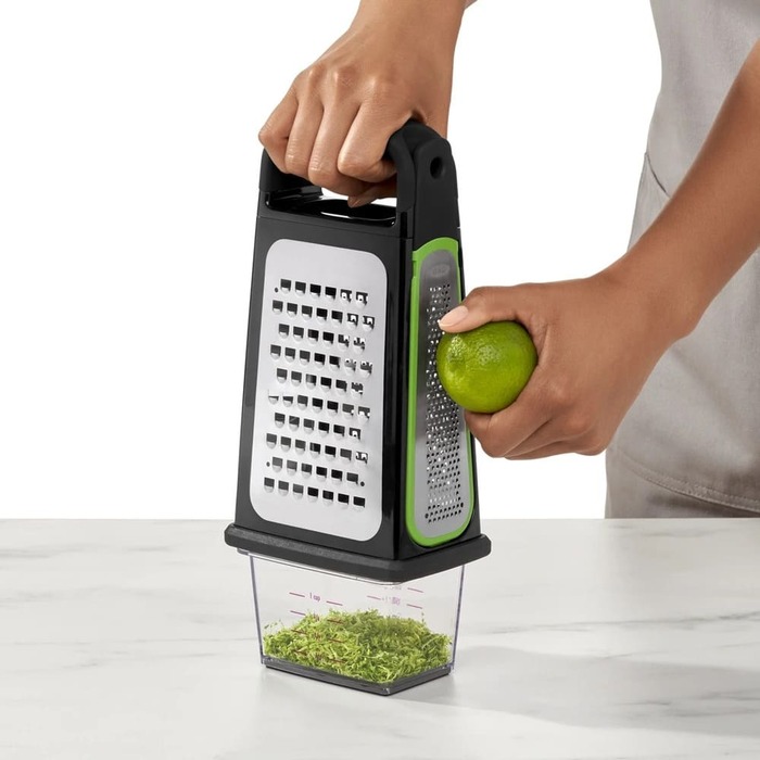 Тертка з контейнером та знімною насадкою для цедри OXO Graters And Slicers (11231700), Чорний