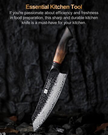 Ніж Сантоку XINZUO Damaststahl 19,3 см з нержавіючої сталі Дамаск, професійний кухонний ніж, серія Mo, ергономічна ручка з білого дуба