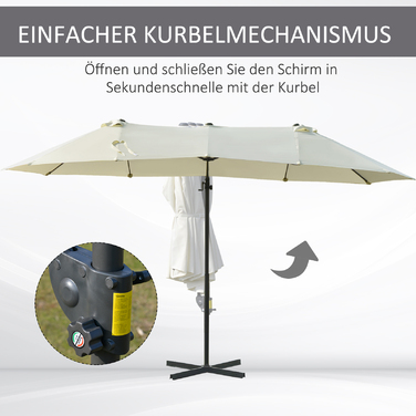 Outsunny Double Parasol Cantilever Parasol Double Parasol з регульованим садовим парасолькою Sunshade Metal Cream White 440 x 270 x 250 см | Аосом