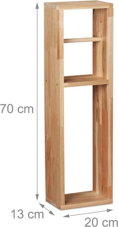Тримач для туалетного паперу Relaxdays, деревина горіха, для настінного або вертикального монтажу, змінний тримач рулону ВхШхГ 70x20x13 см, натуральний