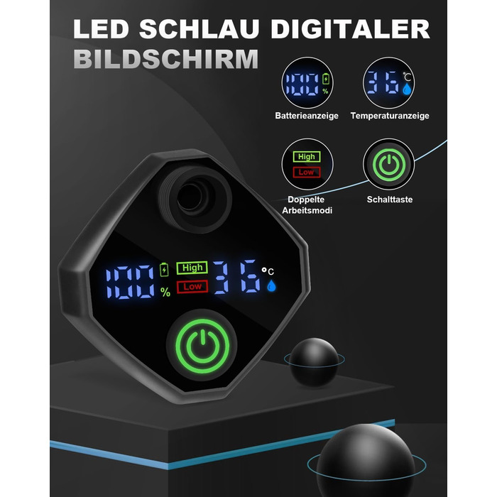 Портативна душова кабіна для кемпінгу AUTOPkio з акумулятором 6000mAh, цифрова панель керування, чорна