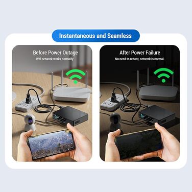 UPS джерело безперебійного живлення, акумуляторний блок живлення 10400mAh USB Type-C з цифровим дисплеєм для камер, роутерів (EU-штекер)