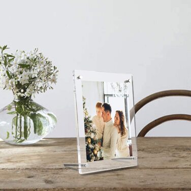 Рамка для фотографій HIIMIEI без рамки 13x18 см, акрилова двостороння рамка для фотографій UV-Schtz для фотографій 13x18 см, рамка для фотографій без рамки для сімейних фотографій, весільних фотографій і дитячих фотографій-прозора