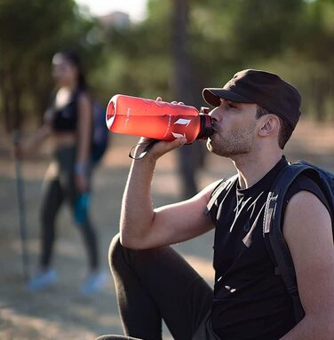 Пляшка для пиття Super Sparrow-пляшка для води об'ємом 1,5 л, герметична-спортивна пляшка без бісфенолу А / Школа, спорт, вода, велосипед (1-прозора-Imperial Red)