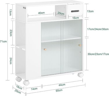 Купити BZR118-W Тумба для ванної вузька, біла, BHT 30x1730см (візок для ніші)