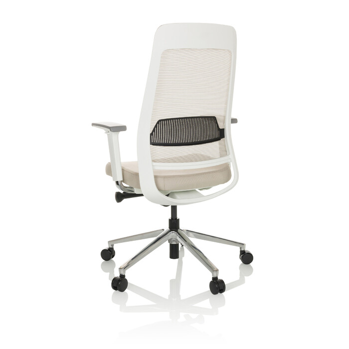 Офісне крісло / поворотне крісло CHIARO T2 WHITE сітка / тканина сіра / бежева hjh OFFICE