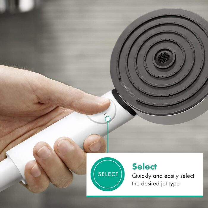 Душова лійка Hansgrohe Pulsify Select S, 6.9 л/хв (EcoSmart), ручна, 3 режими, Antikalk, PowderRain, MonoRain, матовий білий