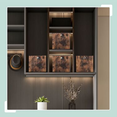 Набір з 6 тканинних контейнерів для зберігання з імітацією дерева Relaxdays