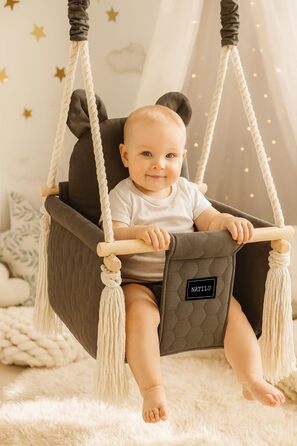 Дитяча гойдалка для дому та вулиці Bär Light Velvet | Дерев'яна гойдалка для дітей | Гойдалка для дверного отвору