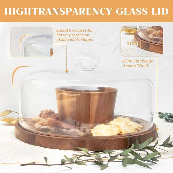 Дерев'яна підставка для тортів з кришкою, 30 см, поворотна, для випічки та декорування
