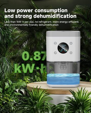 Електричний осушувач повітря 1800 мл, тихий, з функцією автоматичного відтавання, очищення повітря та захист від вологи, для спальні/ванної кімнати - білий