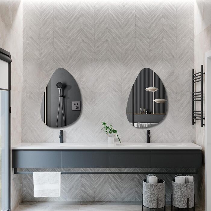 Дзеркало для ванної кімнати Boromal - Чорне, 45x70 см, Вертикальне/Горизонтальне, для ванної, вітальні, туалету