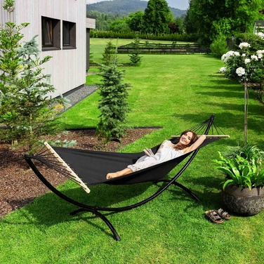 Гамак зі стійкою Di Volio, чорний, навантаження до 120 кг, 280 x 100 см